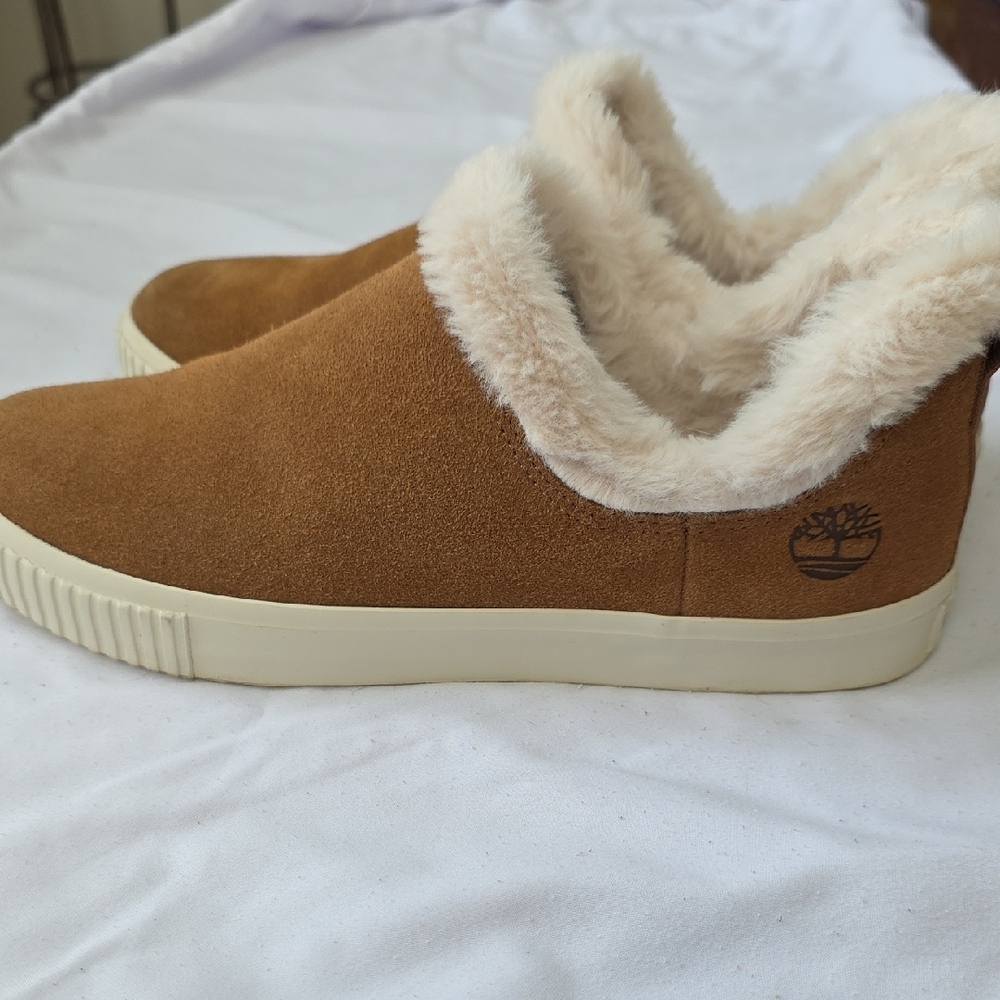 Timberland Cozy Skyla Bay Women's Brown Suede Fur Lined Fall Winter Shoes